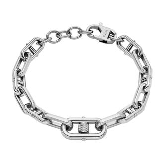 Fossil Accessoires, Heren, Grijs, ONE Size, Roestvrijstalen zilveren armband heren