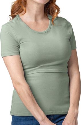 Kindred Bravely Ribbed Crew Neck Nursing T-shirt in Aqua Mist at Nordstrom, Size X-Large