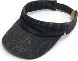 Chanel Pre-owned Accessories, male, Black, Size: ONE SIZE Pre-owned Denim hats