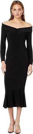 Norma Kamali Shoulder NK Shirt Fishtail Dress To Midcalf Womens Dress Black : MD (Womens 6), Polyester/Spandex