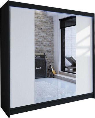 Mirjan24 Mobilier1 - Armario Closico 138, Negro + Blanco, 215x180x58cm, Puertas De Armario: Correderas, N&uacute;mero De Estantes: 0, Led
