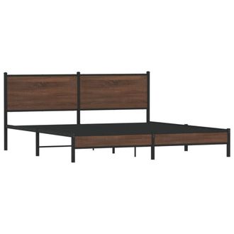 Berkfield Home Metal Bed Frame without Mattress Brown Oak 160x200 cm
