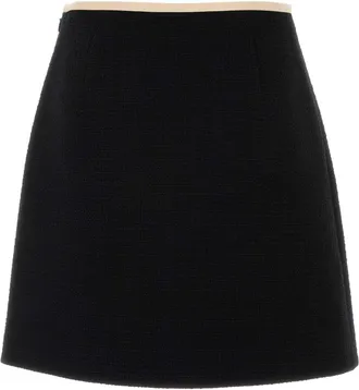 Valentino Garavani Womens Tweed Mini Skirt Black Virgin Wool Nylon