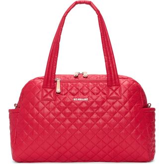 MZ Wallace Jimmy Deluxe II Quilted Nylon Duffle Bag in Apple at Nordstrom
