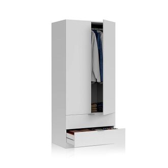 Usinestreet Armario Low Cost 2 Puertas 2 Cajones Blanco 81,5cm(armario)/75cm(caj&oacute;n) (ancho) X 180cm(armario)/13cm(caj&oacute;n) (alto)