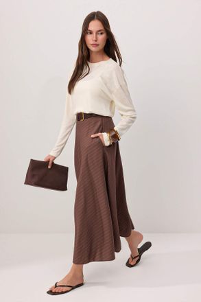 Trendyol Modest Dames Bruin Gestreept Maxi A-lijn Modest Rokken