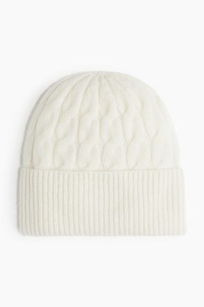 H&M Beanie mit Zopfmuster aus Kaschmirmix - White