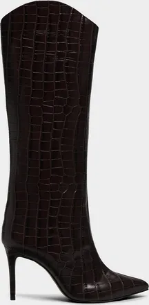 Schutz 90mm Maryana Croc-Printed Leather Knee-High Boots