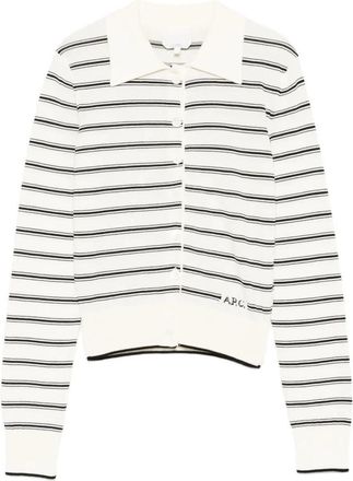 A.P.C. A. P.C. Polo-Collar Cotton Striped Cardigan