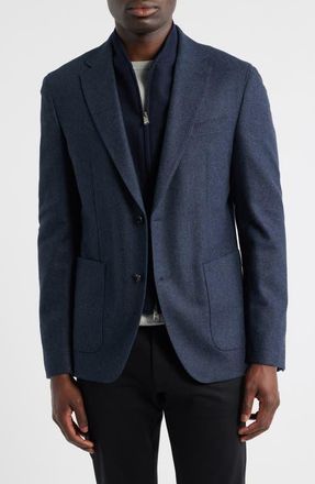 BOSS Hutson Slim Fit Wool Blend Bib Jacket in Dark Blue at Nordstrom, Size 38 Regular