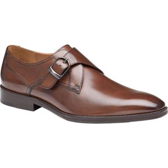Johnston & Murphy Hedley Plain Toe Monk Shoe in Mahogany Full Grain at Nordstrom Rack, Size 14