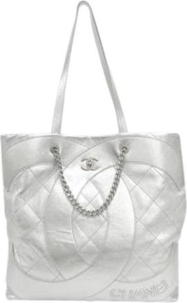 Chanel Pre-owned Vintage Tote Bag - Dames - Vintage Shopper - Grijs - ONE Size - Leer - Vintage