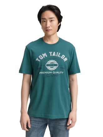 Tom Tailor T-Shirt TOM TAILOR, Herren, Gr. 3XL, gr&uuml;n (jasper gr&uuml;n), Single Jersey, Obermaterial: 100% Baumwolle, bedruckt, regular fit normal, Rundhals, Shirts T