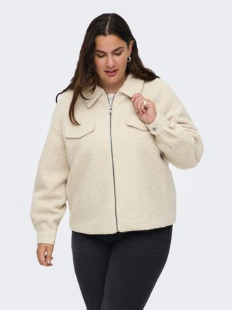 Only Carmakoma Boucl&egrave;jacke ONLY CARMAKOMA CARMALO SHORT BOUCLE JACKET OTW NOOS, Damen, Gr. 42, beige (pumice stone detail:melange), Web, Obermaterial: 100% Polyester