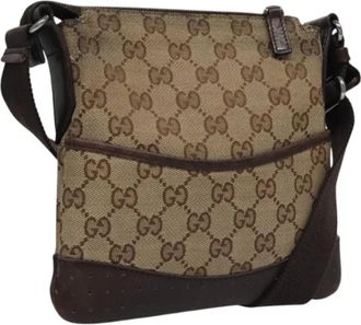 Gucci Pre-owned Canvas gucci-bags - Dames - Vintage Schoudertas - Beige - ONE Size - Leer - Vintage