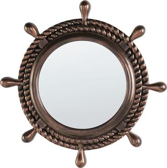 Beliani Beliani - Espejo De Pared Marr&oacute;n Oscuro 46 Cm Material Sint&eacute;tico Patr&oacute;n N&aacute;utico Gormaz