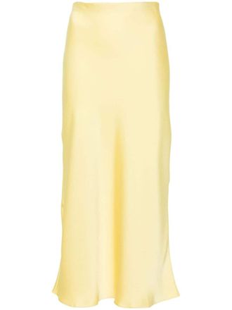 Patrizia Pepe Satijnen midi-jurk met logoplakkaat - Geel