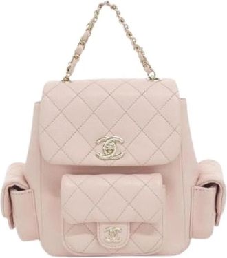 Chanel Pre-owned Caviar Skin Backpack - Dames - Vintage Rugzakken - Roze - ONE Size - Leer - Vintage
