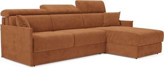 Divani.Store Miryam Sof&aacute; Cama Esquinero Con Reposacabezas Reclinables En Tejido Antimanchas T31 232 Cm Derecho Naranja
