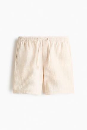 H&M Relaxed Fit Textured Shorts in White at Nordstrom, Size Xx-Large