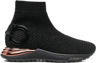Ferragamo Ladies Black/Oro N4622C Sneakers, US Size 7
