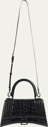 Balenciaga Hourglass XS Crocodile-Embossed Top Handle Bag