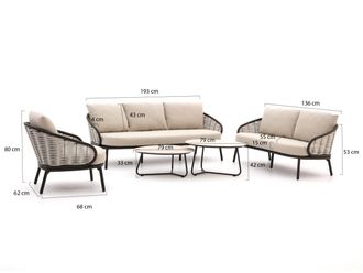 Apple Bee Pine Key stoel-bank loungeset 5-delig 6-zits