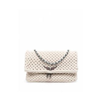 Zadig&Voltaire Tassen, Dames, Beige, ONE Size, Katoen, Rock Macram&eacute; Schoudertas