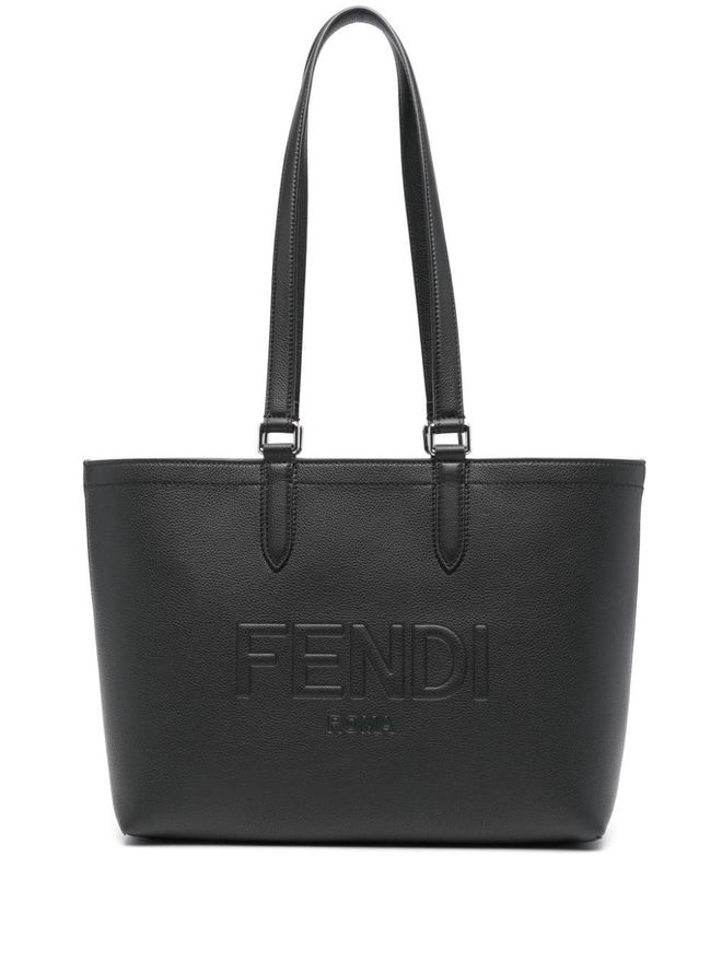 Borsa tote Roma con logo goffrato - Nero