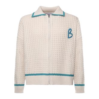 BONSAI Cardigans, male, Beige, Size: M Knit Full Zip Jacket