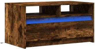 vidaXL Coffee Table with LED Lights Smoked Oak Engineered Wood vidaXL