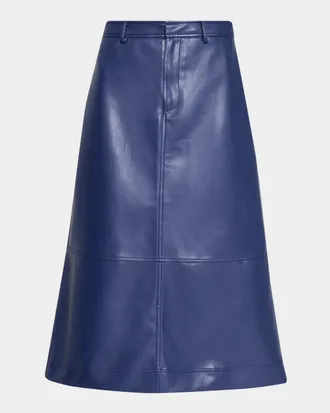 Toccin Kai Faux Leather Midi Skirt