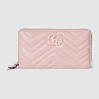 Gucci GG Marmont Zip Around Wallet, Pink, Leather