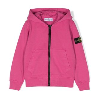 Stone Island Hooded Zip Sweatshirt - male - Stone Island - Kids Sweatshirts - Pink - 8 Y - Kids