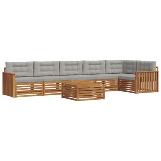 vidaXL Conjunto De Sof&aacute;s De Exterior 7 Pcs Gris Natural Y Claro Vidaxl