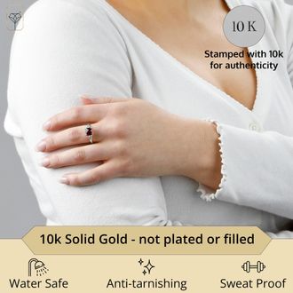 MAX + STONE 10k Yellow or White Gold Cushion Cut Gemstone Three Stone Ring