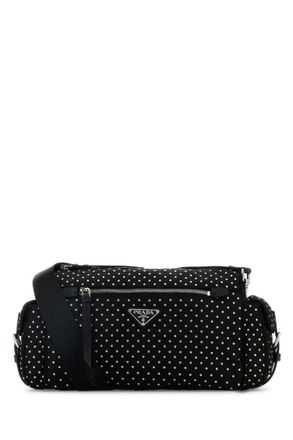 Prada Black studded Re-Nylon Crossbody bag