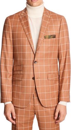 Paisley & Gray Ashton Slim Fit Pumpkin Spice Blazer in Pumpkin Spice Windowpane at Nordstrom Rack, Size 40