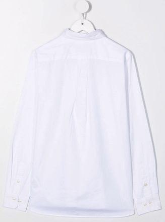 Polo Ralph Lauren Boys White Long Sleeve Shirt With Logo Embroidery Cotton