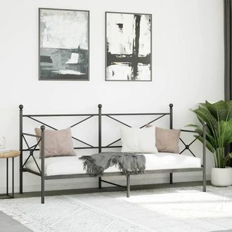 Berkfield Home Durable Day Bed without Mattress Black 90x200 cm Steel