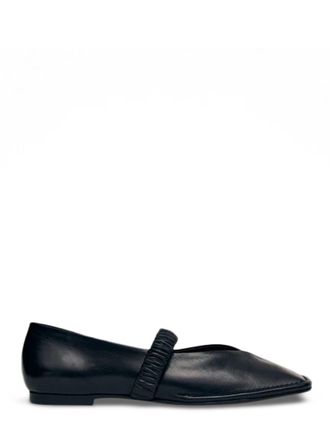 Alohas Sleek Leather Ballet Flats with Ruched Instep Strap