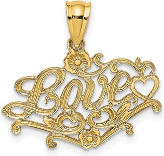 Diamond2Deal 14k Yellow Gold LOVE with Heart Charm