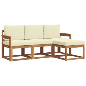 vidaXL Conjunto De Sof&aacute;s De Exterior Con Coj&iacute;n 4 Pcs Natural Y Crema Vidaxl