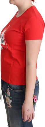 Moschino Womens Red Cotton Swim Graphic Triangle Print T-Shirt