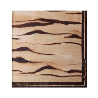 Elisabetta Franchi Silky Scarves, female, Brown, Size: ONE SIZE Patterned Silk Foulard