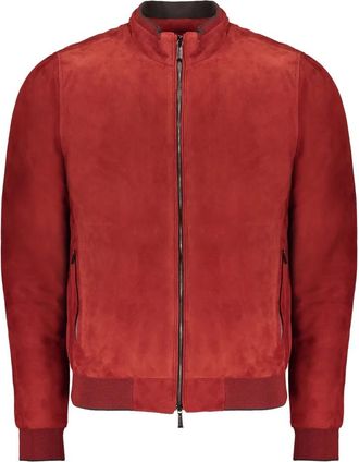 Moorer Padded Leather Bomber - Heren - Leren en Su&egrave;de Jassen - Rood - M - Leer - Jassen