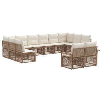vidaXL Conjunto De Sof&aacute;s De Jard&iacute;n 12 Pcs Beige Rat&aacute;n Sint&eacute;tico Vidaxl