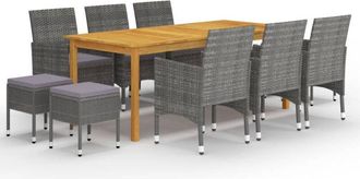 vidaXL Juego De Comedor De Jard&iacute;n De 11 Piezas Gris Vidaxl