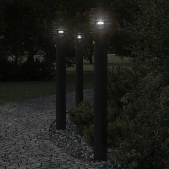 vidaXL L&aacute;mparas De Suelo Exterior Con Sensor 3 Uds Acero Negro 110 Cm Vidaxl