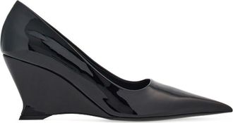 Ferragamo 70mm wedge-heel leather pumps - women - Goat Skin/Leather/Patent Calf Leather - 10C - Black